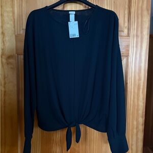 H&M Black Tie-Front Blouse